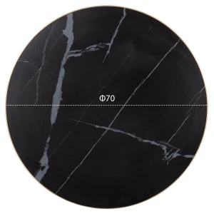 ΕΠΙΦΑΝΕΙΑ ΤΡΑΠΕΖΙΟΥ SINTERED STONE HM6653.13 BLACK MARBLE--ΠΛΑΙΣΙΟ ALU ΧΡΥΣΟ Φ70εκ.
