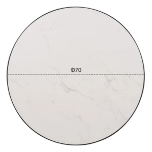 ΕΠΙΦΑΝΕΙΑ ΤΡΑΠΕΖΙΟΥ SINTERED STONE HM6653.02 WHITE MARBLE--ΠΛΑΙΣΙΟ ALU ΜΑΥΡΟ Φ70εκ.
