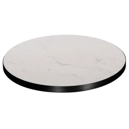 ΕΠΙΦΑΝΕΙΑ ΤΡΑΠΕΖΙΟΥ SINTERED STONE HM6653.02 WHITE MARBLE--ΠΛΑΙΣΙΟ ALU ΜΑΥΡΟ Φ70εκ.