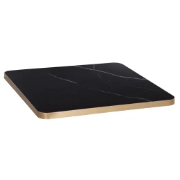 ΕΠΙΦΑΝΕΙΑ ΤΡΑΠΕΖΙΟΥ SINTERED STONE HM6654.13 BLACK MARBLE--ΠΛΑΙΣΙΟ ALU ΧΡΥΣΟ 70x70εκ.