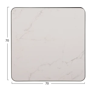 ΕΠΙΦΑΝΕΙΑ ΤΡΑΠΕΖΙΟΥ SINTERED STONE HM6654.02 WHITE MARBLE--ΠΛΑΙΣΙΟ ALU ΜΑΥΡΟ 70x70εκ.