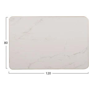 ΕΠΙΦΑΝΕΙΑ ΤΡΑΠΕΖΙΟΥ SINTERED STONE HM6656.12 WHITE MARBLE-ΠΛΑΙΣΙΟ ALU ΧΡΥΣΟ 120x80εκ.