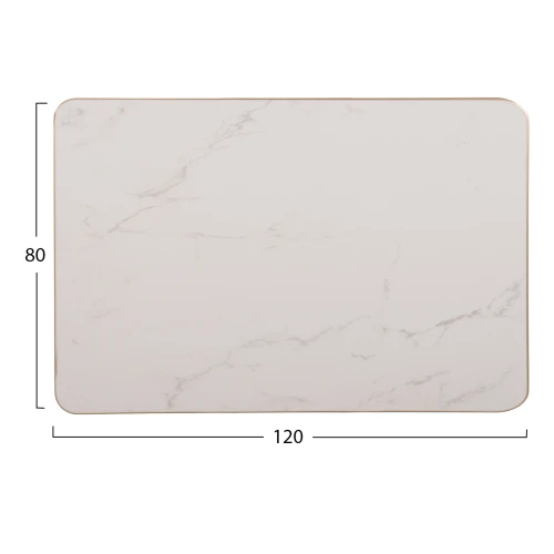 ΕΠΙΦΑΝΕΙΑ ΤΡΑΠΕΖΙΟΥ SINTERED STONE HM6656.12 WHITE MARBLE-ΠΛΑΙΣΙΟ ALU ΧΡΥΣΟ 120x80εκ.