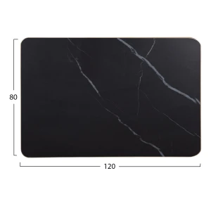 ΕΠΙΦΑΝΕΙΑ ΤΡΑΠΕΖΙΟΥ SINTERED STONE HM6656.13 BLACK MARBLE-ΠΛΑΙΣΙΟ ALU ΧΡΥΣΟ 120x80εκ.
