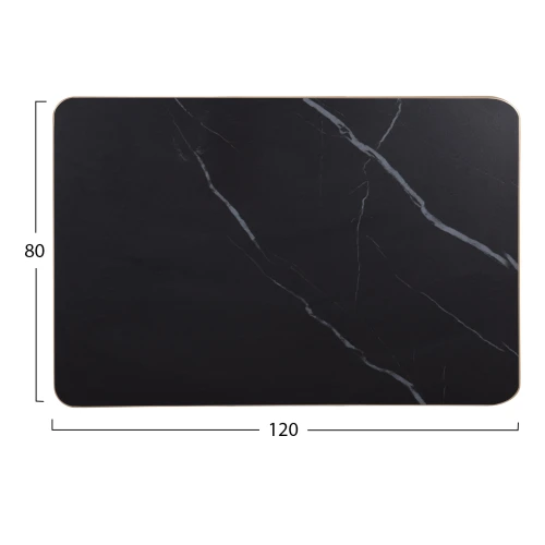 ΕΠΙΦΑΝΕΙΑ ΤΡΑΠΕΖΙΟΥ SINTERED STONE HM6656.13 BLACK MARBLE-ΠΛΑΙΣΙΟ ALU ΧΡΥΣΟ 120x80εκ.