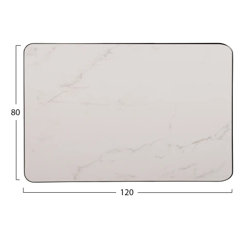 ΕΠΙΦΑΝΕΙΑ ΤΡΑΠΕΖΙΟΥ SINTERED STONE HM6656.02 WHITE MARBLE-ΠΛΑΙΣΙΟ ALU ΜΑΥΡΟ 120x80εκ.