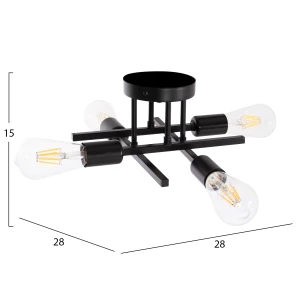 ΦΩΤΙΣΤΙΚΟ ΟΡΟΦΗΣ ΠΟΛΥΦΩΤΟ LIGHTY HM7428.11 ΜΕΤΑΛΛΟ ΣΕ ΜΑΥΡΟ 28x28x15Υεκ.