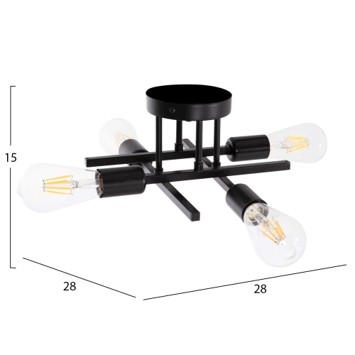 ΦΩΤΙΣΤΙΚΟ ΟΡΟΦΗΣ ΠΟΛΥΦΩΤΟ LIGHTY HM7428.11 ΜΕΤΑΛΛΟ ΣΕ ΜΑΥΡΟ 28x28x15Υεκ.