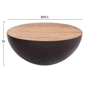 ΔΙΑΚΟΣΜΗΤΙΚΟ ΤΡΑΠΕΖΙ ΣΑΛΟΝΙΟΥ BOWL Φ89,5X39Yεκ. RUSTY ΜΕ ΞΥΛΟ ΑΚΑΚΙΑΣ HM8717.22