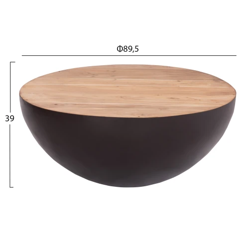 ΔΙΑΚΟΣΜΗΤΙΚΟ ΤΡΑΠΕΖΙ ΣΑΛΟΝΙΟΥ BOWL Φ89,5X39Yεκ. RUSTY ΜΕ ΞΥΛΟ ΑΚΑΚΙΑΣ HM8717.22