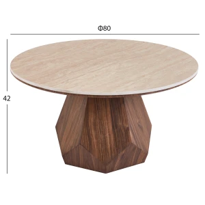 ΤΡΑΠΕΖΙ ΣΑΛΟΝΙΟΥ VENERA HM18441 ΚΕΡΑΜΙΚΟ TOP ΟΨΗ ΤΡΑΒΕΡΤΙΝΑΣ-MDF ΚΑΡΥΔΙ Φ80x42Υεκ.