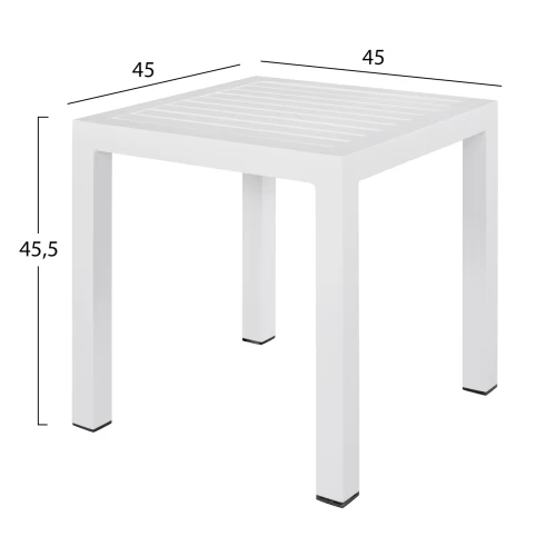 ΤΡΑΠΕΖΙ ΑΛΟΥΜΙΝΙΟΥ QIANA HM5402.01 ΛΕΥΚΟ 45x45x45,5Υ εκ.