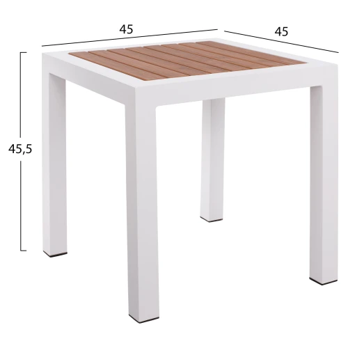 ΤΡΑΠΕΖΙ ΑΛΟΥΜΙΝΙΟΥ SABRA HM5403.01 ΛΕΥΚΟ ΜΕ POLYWOOD 45Χ45Χ45,5Y εκ.