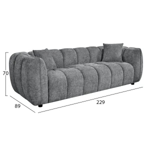 ΚΑΝΑΠΕΣ 3-ΘΕΣΙΟΣ LYKKE HM3323.01 ΓΚΡΙ ΥΦΑΣΜΑ 229x89x70Υεκ
