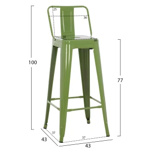 ΣΚΑΜΠΟ BAR ΜΕΤΑΛΛΙΚΟ MELITA ME ΠΛΑΤΗ ΣΕ LIGHT OLIVE GREEN HM8643.13 43Χ43Χ100Yεκ.