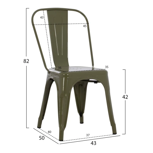 ΚΑΡΕΚΛΑ ΜΕΤΑΛΛΙΚΗ MELITA-PRO HM8641.43 ΣΕ DARK OLIVE GREEN 44x47x84.5Υεκ.