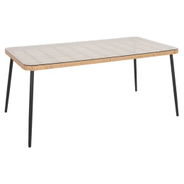 ΤΡΑΠΕΖΙ ΟΡΘΟΓΩΝΙΟ ALLEGRA HM5538.11 ΜΕΤΑΛ.ΜΑΥΡΟ-P.E. RATTAN ΦΥΣΙΚΟ 159,5x89,5x72Υεκ.