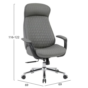ΚΑΡΕΚΛΑ ΓΡΑΦΕΙΟΥ PREMIUM VELUM HM1233.10 ΓΚΡΙ PU--ΒΑΣΗ ΧΡΩΜΙΟΥ 71x69x116-122Υεκ.