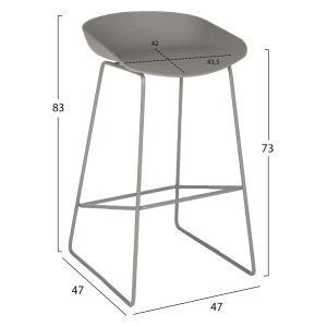 ΣΚΑΜΠΟ ΜΕΤΑΛΛΙΚΟ NAILA HM8450.10 ΜΕ ΚΑΘΙΣΜΑ PP ΓΚΡΙ 47x47x83 εκ.