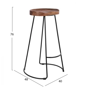 ΣΚΑΜΠΟ BAR ELEANOR HM8363.11 ΜΑΣΙΦ ΞΥΛΟ ΑΚΑΚΙΑΣ-ΜΕΤΑΛΛΟ 50x43x78Υεκ.