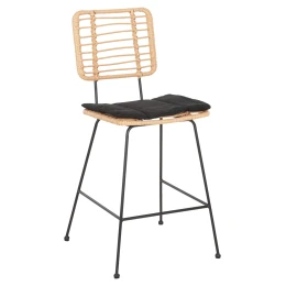 ΣΚΑΜΠΟ ΜΕΣ.ΥΨΟΥΣ ALLEGRA HM5644.11 ΜΕΤΑΛΛΟ&amp;ΜΑΞΙΛΑΡΙ ΜΑΥΡΟ-WICKER ΜΠΕΖ 53x56x107Υεκ.