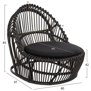 ΠΟΛΥΘΡΟΝΑ ENTROPY HM9840.03 ΜΑΥΡΟ RATTAN ΜΕ ΜΑΞΙΛΑΡΙ-ΜΑΥΡΟ 80x97x85Υεκ.