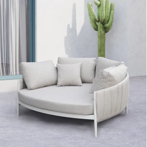 DAYBED 2ΘΕΣΙΟ MAVERICK HM6216.02 ΑΛΟΥΜΙΝΙΟ ΚΡΕΜ-ΜΠΕΖ OLEFIN & STRAPS 164x144x70Υ