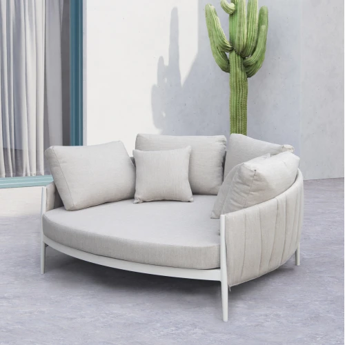 DAYBED 2ΘΕΣΙΟ MAVERICK HM6216.02 ΑΛΟΥΜΙΝΙΟ ΚΡΕΜ-ΜΠΕΖ OLEFIN & STRAPS 164x144x70Υ