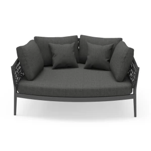 DAYBED 2ΘΕΣΙΟ ΣΕΙΡΑ CAMELLIA HM6217.01 ΣΚΟΥΡΟ ΓΚΡΙ ΑΛΟΥΜΙΝΙΟ-P.E.ΣΧΟΙΝΙ-OLEFIN 164x144x70Υεκ.
