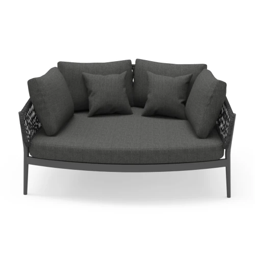 DAYBED 2ΘΕΣΙΟ ΣΕΙΡΑ CAMELLIA HM6217.01 ΣΚΟΥΡΟ ΓΚΡΙ ΑΛΟΥΜΙΝΙΟ-P.E.ΣΧΟΙΝΙ-OLEFIN 164x144x70Υεκ.
