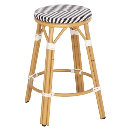 ΣΚΑΜΠΟ ΑΛΟΥΜΙΝΙΟΥ ΜΕΣ.ΥΨΟΥΣ CHINO HM6286.03 BAMBOO LOOK &amp; TEXTILENE ΜΑΥΡΟ 43x43x65Υεκ