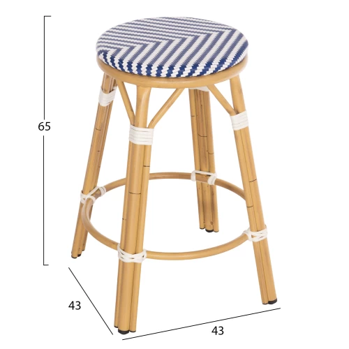 ΣΚΑΜΠΟ ΑΛΟΥΜΙΝΙΟΥ ΜΕΣ.ΥΨΟΥΣ CHINO HM6286.05 BAMBOO LOOK & TEXTILENE ΜΠΛΕ 43x43x65Υεκ