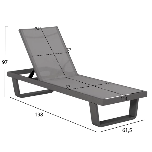 ΞΑΠΛΩΣΤΡΑ ΑΛΟΥΜΙΝΙΟΥ ΜΕ ΥΦΑΣΜΑ TESLIN RICKON HM6292.01 ΣΕ ΓΚΡΙ 198x61,5x97Υεκ.