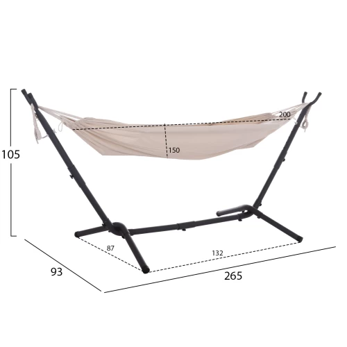 ΑΙΩΡΑ CRAVE HM6304.02 ΑΝΘΡΑΚΙ ΜΕΤΑΛΛΙΚΟΣ ΣΚΕΛΕΤΟΣ--ΜΠΕΖ ΥΦΑΣΜΑ 265x93x105Υεκ