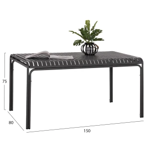ΤΡΑΠΕΖΙ ΑΛΟΥΜΙΝΙΟΥ RACHEL HM6339.01 ΓΚΡΙ 150x80x75Υεκ.