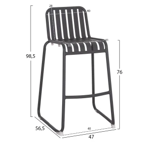 ΣΚΑΜΠΟ ΜΠΑΡ ΑΛΟΥΜΙΝΙΟΥ RACHEL HM6341.01 ΓΚΡΙ 47x56,5x98,5Υεκ.