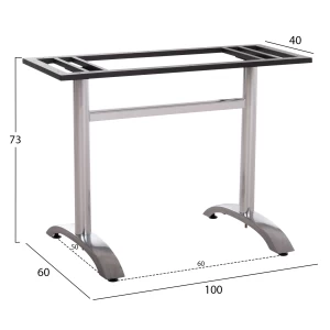 ΒΑΣΗ ΤΡΑΠΕΖΙΟΥ ΑΛΟΥΜΙΝΙΟΥ ΔΙΠΛΗ HM461.13 ΧΡΩΜΙΟΥ ΜΕ ΡΕΓΟΥΛΑΤΟΡΟΥΣ 100x60x73Υεκ.