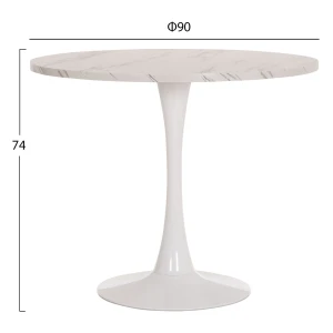 ΤΡΑΠΕΖΙ ΤΡΑΠΕΖΑΡΙΑΣ ROLLO HM9421.11 ΣΤΡΟΓΓΥΛΟ WHITE MARBLE Φ90x74Υεκ.