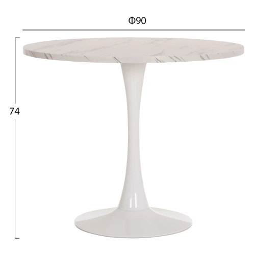 ΤΡΑΠΕΖΙ ΤΡΑΠΕΖΑΡΙΑΣ ROLLO HM9421.11 ΣΤΡΟΓΓΥΛΟ WHITE MARBLE Φ90x74Υεκ.