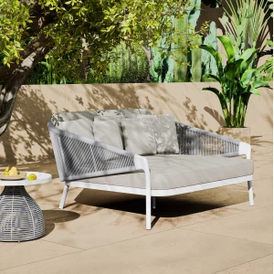 DAYBED ΣΕΙΡΑ XANTION HM6474.02 ΛΕΥΚΟ ΑΛΟΥΜΙΝΙΟ--ΣΧΟΙΝΙ--OLEFIN 157x147x88Υεκ
