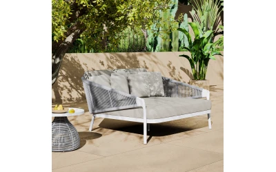 DAYBED ΣΕΙΡΑ XANTION HM6474.02 ΛΕΥΚΟ ΑΛΟΥΜΙΝΙΟ--ΣΧΟΙΝΙ--OLEFIN 157x147x88Υεκ