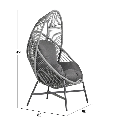 ΠΟΛΥΘΡΟΝΑ-ΦΩΛΙΑ RULER HM6506.01 ΓΚΡΙ ΜΕΤΑΛΛΟ-P.E.RATTAN-ΜΑΞΙΛΑΡΙΑ 90x85x154Υεκ