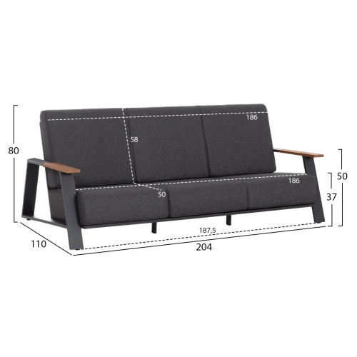 ΣΕΤ ΣΑΛΟΝΙ 4ΤΜΧ LAITH HM6551.01 ΑΛΟΥΜΙΝΙΟ & ΜΑΞΙΛΑΡΙΑ ΓΚΡΙ