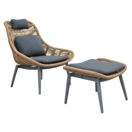ΠΟΛΥΘΡΟΝΑ LOUNGE ΜΕ ΥΠΟΠΟΔΙΟ REMVAZZO HM6561.01 ΑΛΟΥΜΙΝΙΟ ΓΚΡΙ--WICKER 90x85x96Υεκ