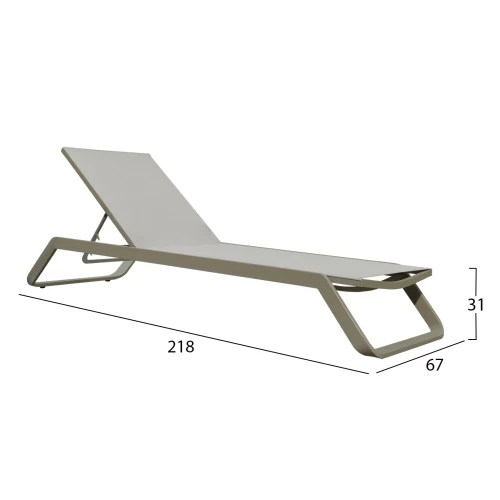 ΞΑΠΛΩΣΤΡΑ ΑΛΟΥΜΙΝΙΟΥ MARIMAR HM6562.03 ΣΚΕΛΕΤΟΣ TAUPE & TEXTILENE ΜΠΕΖ 220x67.5x31.5Υεκ