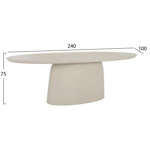 ΤΡΑΠΕΖΙ ΤΡΑΠΕΖΑΡΙΑΣ FIBER CEMENT ΟΒΑΛ BRECCAN HM6577.02 ΜΠΕΖ 240x100x75Υεκ.
