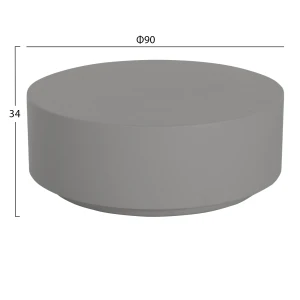 ΤΡΑΠΕΖΙ ΜΕΣΗΣ ΣΤΡΟΓΓΥΛΟ KYOKO HM6579.01 ΓΚΡΙ FIBER CEMENT Φ90x30Υεκ.