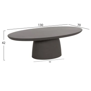 ΤΡΑΠΕΖΙ ΣΑΛΟΝΙΟΥ FIBER CEMENT ΟΒΑΛ BRECCAN HM6594.01 ΓΚΡΙ 130x70x42Υεκ