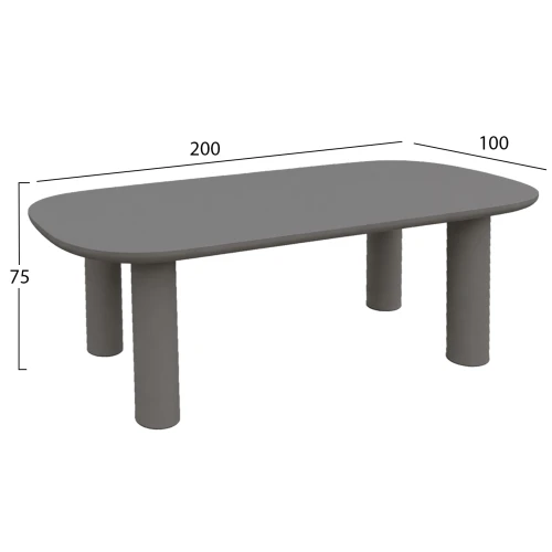 ΤΡΑΠΕΖΙ ΤΡΑΠΕΖΑΡΙΑΣ FIBER CEMENT KIORA HM6597.01 ΓΚΡΙ 200x100x76Υεκ