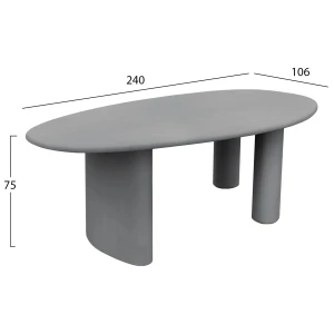 ΤΡΑΠΕΖΙ ΤΡΑΠΕΖΑΡΙΑΣ ΟΒΑΛ VOLPE HM6599.01 ΓΚΡΙ FIBER CEMENT 240x100x75Υεκ